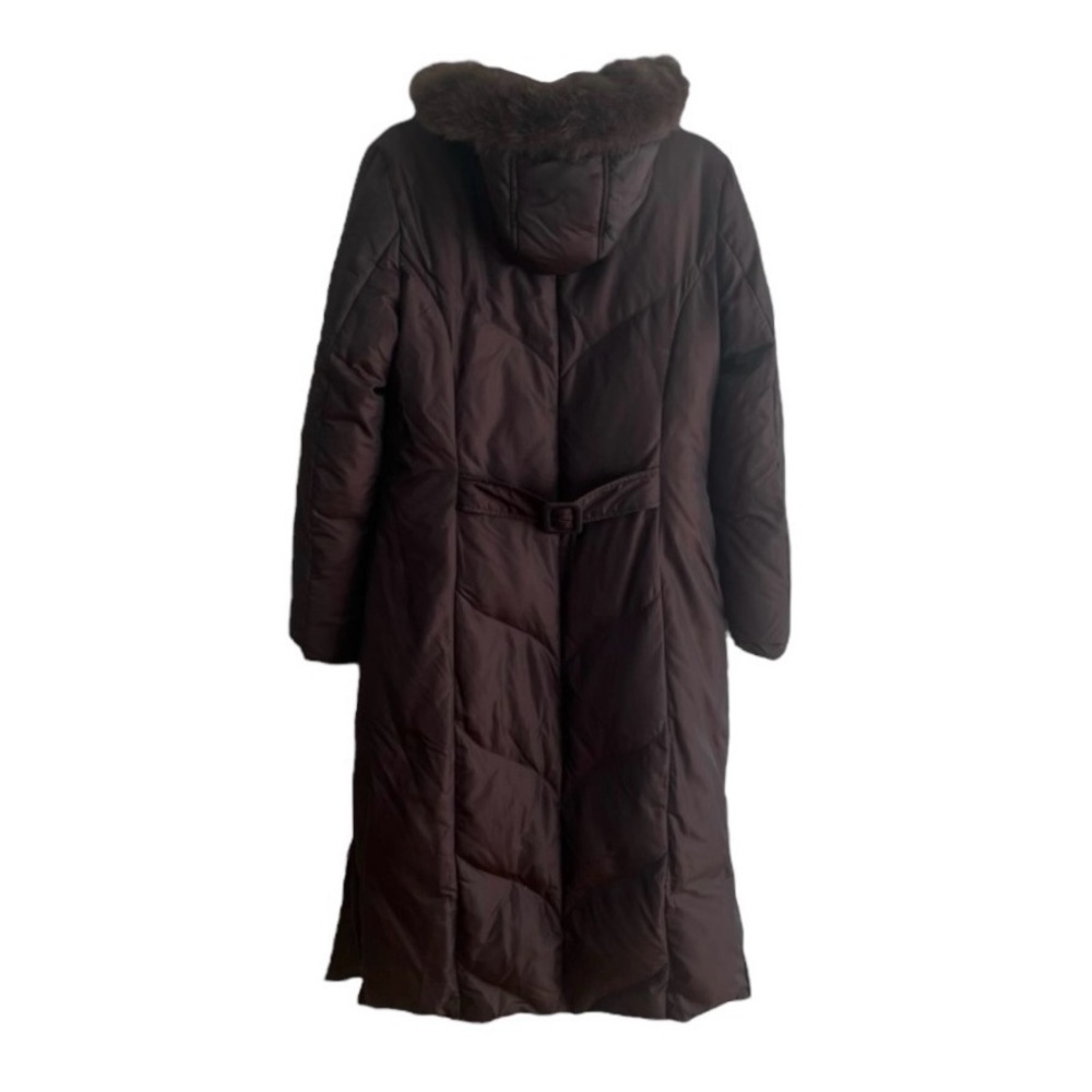 Via Spiga | Long Puffer Coat | Brown Fur Hooded Jacket | Women’s Size Small - Picture 2 of 13